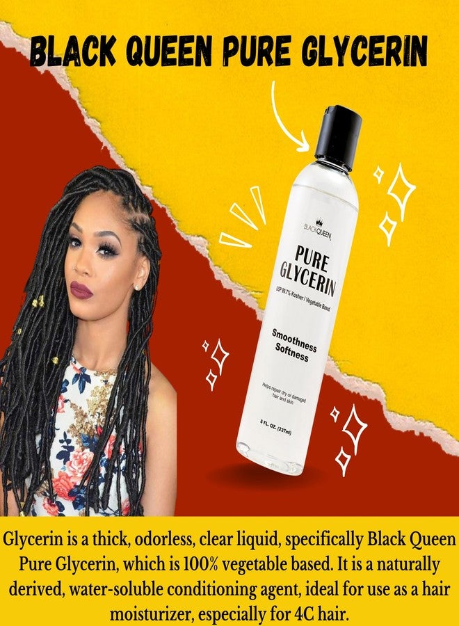 بلاك كوين جلسرين نباتي نقي 100% من بلاك كوين - درجة USP و كوشير، صنع في الولايات المتحدة الأمريكية - مرطب للشعر والبشرة للشعر من النوع 4C والبشرة الجافة ومستحضرات التجميل المنزلية (8 أونصة (عبوة من قطعتين)) - Image 2